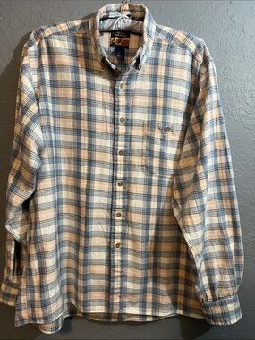 High Sierra Men's Plaid Button-Down Shirt in Blue & Cream